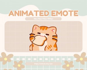 Animated Nod Cat Emote: Orange Cat With Bread Twitch/discord Stream (GIF Digital Download) - Etsy