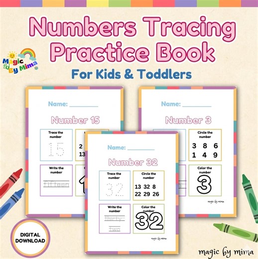 Maths Worksheet Number Tracing 1–50 | Preschool Printable | 50 Page Number Writing Practice | Kids Math Activity | Instant Download PDF - Etsy