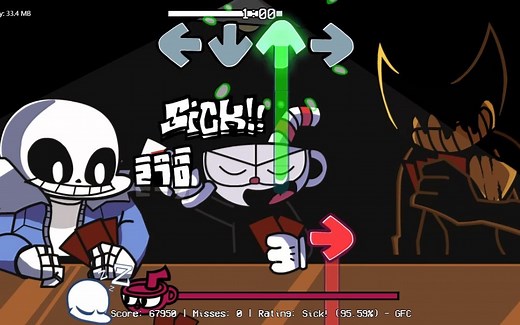 FNF Pasta Night x Cuphead, Sans, Bendy