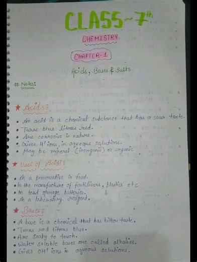 Class 7 Science: Acids, Bases & Salts explained easy 💯 Score high in exams 📚🔥#studentlife #class7