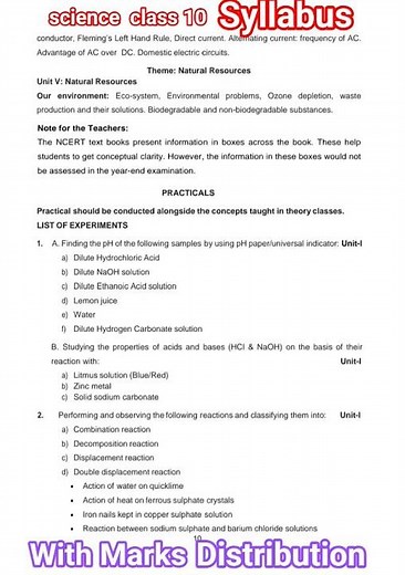 Class 10 Science Syllabus 2025–26 | CBSE Full Syllabus + Marks Distribution Explained #cbsesyllabus