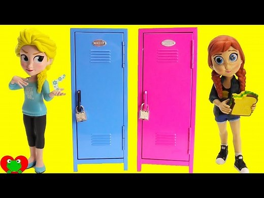 Disney Frozen Elsa and Anna Back to School Lockers Surprises - Videos For Kids