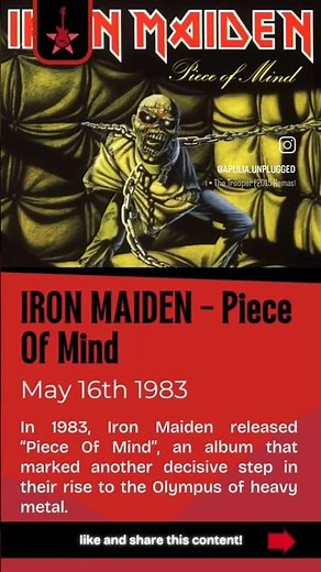 IRON MAIDEN - Piece Of Mind (1983) #onthisday #metalreview #metal #heavymetal #nwobhm #ironmaidem