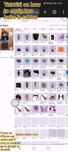 tutorial on how to equip two hairs in roblox#tutorial #roblox #fypシ゚viral #helpmemakethismakesense