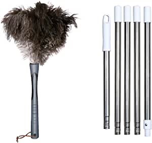 Black Ostrich Feather Duster with 71Inch Pole ,Extendable Feather Duster for Home Cleaning