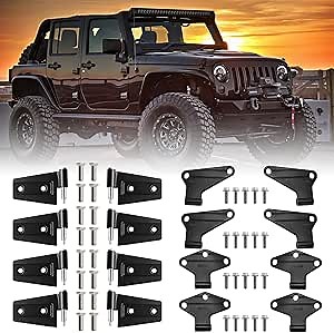 16PCS Body Door Hinge Sets Compatible with 2007-2018 Wrangl-er JK JKU Unlimited Inside & Outside Door Hinges