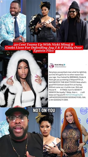50 Cent Teams Up With Nicki Minaj & Cooks Lizzo For Defending Jay Z &P Diddy Over Epstein Files' Breaking News!#50cent #nickiminaj #lizzo #jayz #epstein