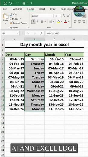 How To Extract days, Month and Year in excel 😊 | Date Format in excel #excel #googlesheets