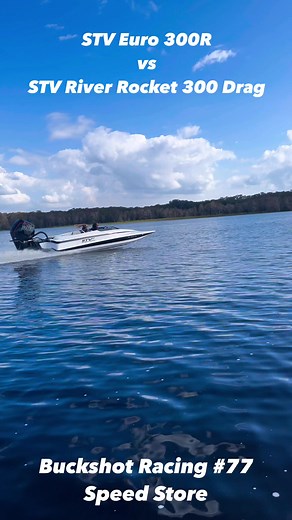 STV Euro with the Mercury Racing 300R vs the STV River Rocket with the 300 Drag sitting on a 12” mid section, cup holders not included! Would love to get your comments! Buckshot Racing #77 Speed Store | Mike Hill
