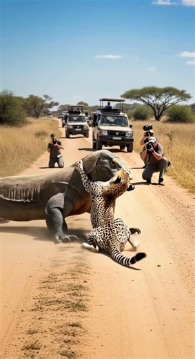 Fight between a Komodo dragon and a cheetah