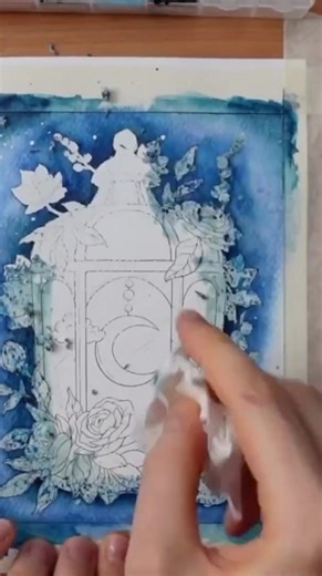 "Magic Lantern" Artwork. Using watercolors on paper, A3 By Neko Simi Coloring | Coloring Book Cafe