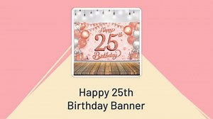 KatchOn Rose Gold Happy 25th Birthday Banner 72x44 Inch | Rose Gold Happy 25th Birthday Decorations for Women, Backdrop for Women, Twenty Five Years Old birthday Decor