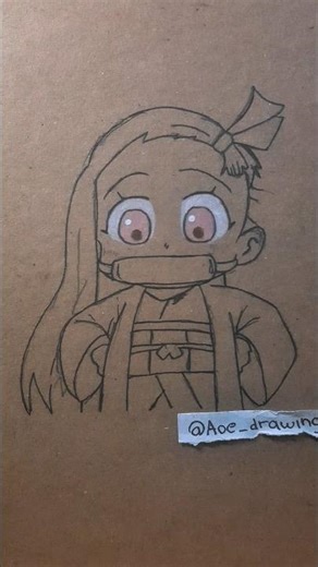 Drawing Nezuko Chibi Eyes - Cute Anime Drawing #shorts #kimetsunoyaiba #nezuko
