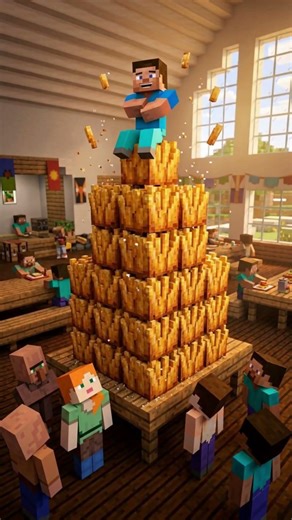 Minecraft Duplication Glitch IRL in the Cafeteria 💀 (infinite fries cheat) 💀 #minecraft #fyp #shorts