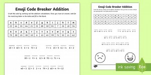 KS1 Emoji Addition Code Breaker Worksheet