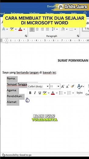 CARA MEMBUAT TITIK DUA SEJAJAR DI MICROSOFT WORD #word #microsoftoffice #wordtips #belajarword
