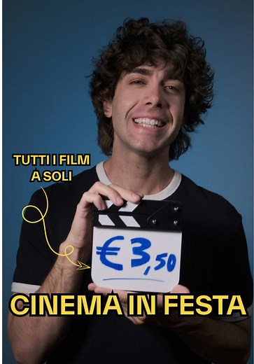 Cosa potresti comprare con soli €3,50?! Sono sicuro che non mi diresti mai UN BIGLIETTO DEL CINEMA 🍿 Dall’8 al 12 giugno riparte “Cinema in Festa” ➝ 5 giorni in cui tutti i film ti costano solo €3,50 Scopri di più su www.cinemainfesta.it . . #adv #cinemainfesta