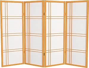 4 ft. Short Double Cross Shoji Screen - Honey - 4 Panels