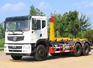 [Hot Item] Dongfeng T5 Hook Lift Garbage Truck Rear Loader Refuse Waste Loading Self Loading Hook Lift Garbage Truck