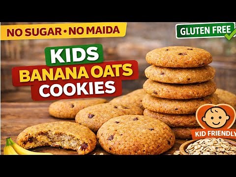 Banana Oats Cookies for Kids 👶 | No Sugar, Gluten-Free, Eggless | Soft Healthy Cookies