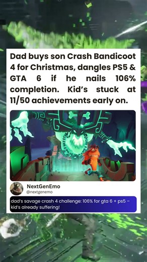 dad’s savage crash 4 challenge: 106% for gta 6 + ps5 – kid’s already suffering! #gaming