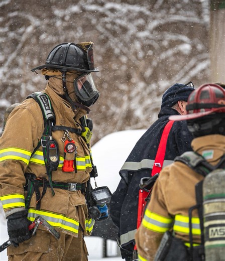Firefighters on scene of a residential structure fire in Springfield Township on January 25, 2026.