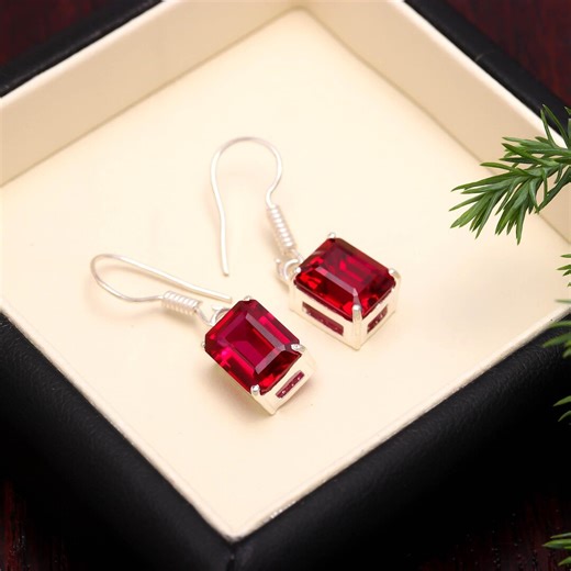 Flawless Ruby Earrings Radiant Cut Mozambique Ruby Stud Earring Sterling Silver Jewelry - Etsy UK