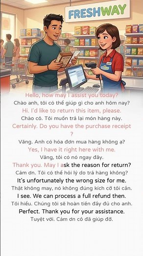Trả Hàng Siêu Thị: Luyện Tập Hội Thoại Tiếng Anh! #englishConversation #dailyEnglish