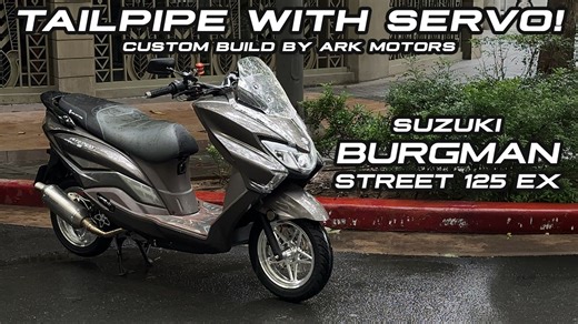 9.4K views · 45 reactions | Nakakita na ba kayo ng Suzuki Burgman Street 125 na may Servo Motor yung exhaust pipe, eh brembo brake calipers? Bom X wheels? ito na yun. Featuring ang custom Burgman Street 125 EX by ARK Motors! Full video sa YT channel! May Partial review narin. #suzuki #burgman #BurgmanStreet #BurgmanStreet125 #SuzukiMotorsPh #BurgmanStreet125EX | Neo Moto | Facebook