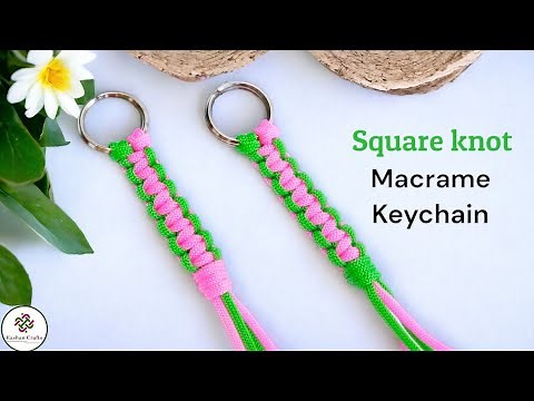 How to Tie a Square Knot | Macrame Square Knot Keychain for Beginners | Macrame Keychain