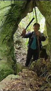 I Built a Hidden Primitive Shelter Inside a Cave to Survive Night Alone! #survival #bushcraft #tips