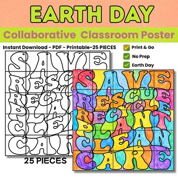 Earth Day Collaborative Poster | Save Recycle Plant Clean Care