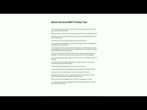 North Carolina DMV Practice Test NEWEST 20252026 ACTUAL COMPLETE QUESTIONS AND CORRECT DETAILED ANSW