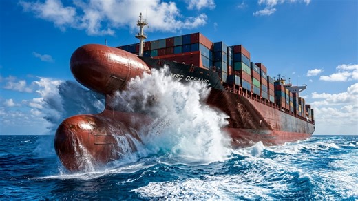 Why ships have a lump of metal underwater at the bow, the wave cancellation trick that saves fuel