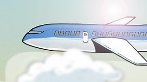Download Passenger Plane Flying in the Sky Between the Clouds 2D Animation for free