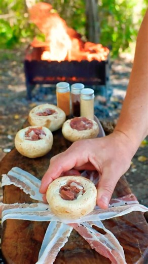 Perfectly Grilled Bacon Stuffed Mushrooms