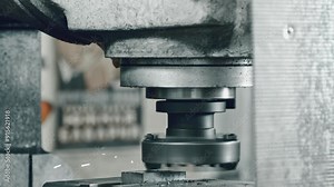 Precision metalworking showcased in a manufacturing workshop with a grinding machine in action. Witness industrial engineering and machinery at work Stock Video