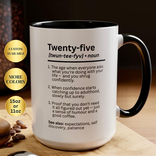 25th Birthday Mug, Personalized 25 Definition Cup, Funny Milestone Gift, Born in 2001 Gifts - Etsy