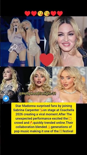 Pop Star😘Madonna Surprises Fans At Coachella 2026 With Sabrina Carpenter| #ytshorts #shorts #Love