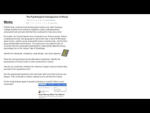 Inference for several means - practice: money