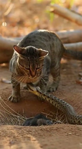 😼🐍 Brave Cat Fights Deadly Snake #CatvsSnake #HeroCat