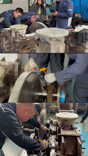 Professional compressor servicing into action. #aircompressor #machine