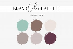 Earth Tone Color Palette, Neutral Brand Colors, Mint Green, Warm Brown, Cream, Sand, Dusty Lavender, Eggplant Purple, Hex Codes, RGB, CMYK - Etsy