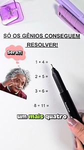 158K views · 850 reactions | 易 SÓ OS GÊNIOS CONSEGUEM RESOLVER! 1 + 4 = 5 2 + 5 = 12 3 + 6 = 21 Então… 8 + 11 = ? 勞 ⚠️ Tem uma lógica escondida aqui que tá bugando a mente de muita gente!  Comenta tua resposta e já me segue pra mais desafios que só quem pensa fora da caixa consegue resolver! #raciocíniológico #viralvideos #matematica #concurso #estudos #raciociniologico | Gabimatica | Facebook