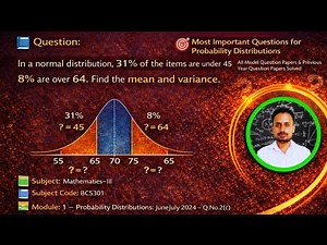 Normal Distribution | Find Mean and Variance from Given Percentages | VTU