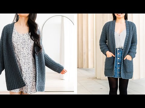 Oversized Waffle Crochet Pocket Cardigan - Free Pattern + Tutorial