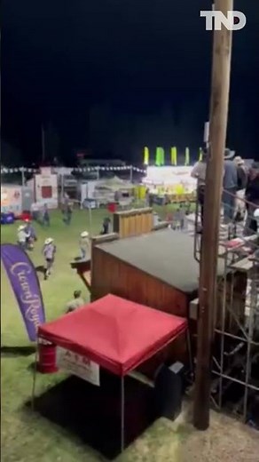 Bull runs wild after jumping fence at rodeo, entering area with spectators