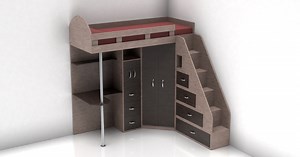 Loft Bed with Storage Area | 3D Furniture | Unity Asset Store