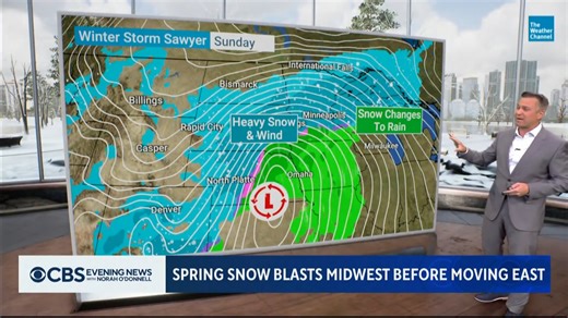 2.9K views · 14 reactions | More than 18 million Americans are under a winter storm alert with parts of Minnesota, Wisconsin and Michigan already getting hit with a significant blast of spring snow. Chris Warren from The Weather Channel has more on what to expect. | CBS Evening News | Facebook