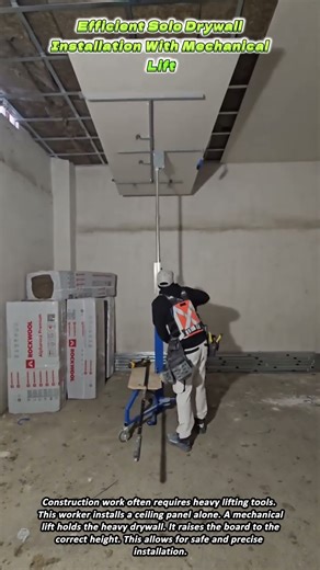 Efficient Solo Drywall Installation With Mechanical Lift